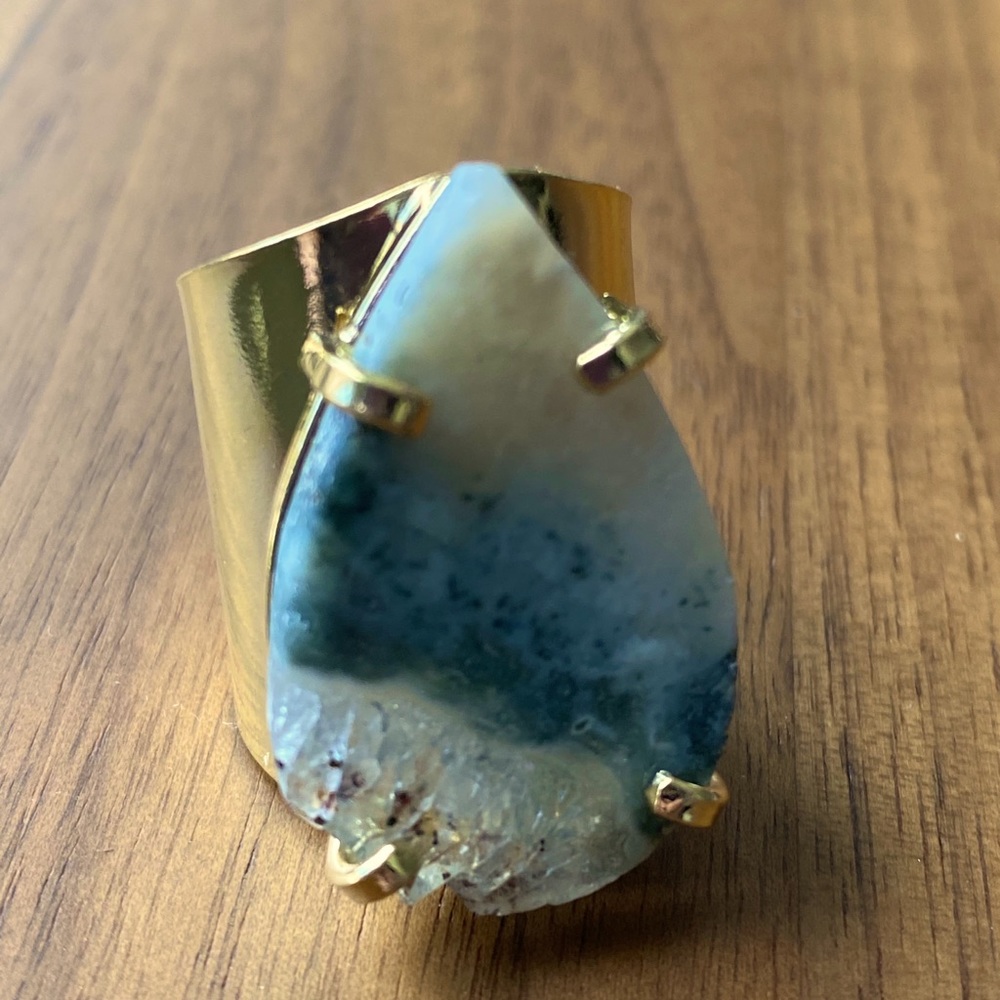 Hespera Adjustable Sand-Surf-Sea Druzy Ring